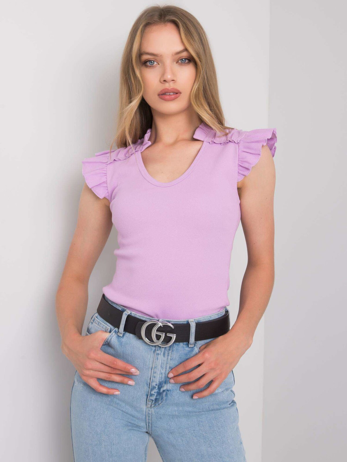 Женская блузка с коротким рукавом и круглым вырезом розовая Factory Price