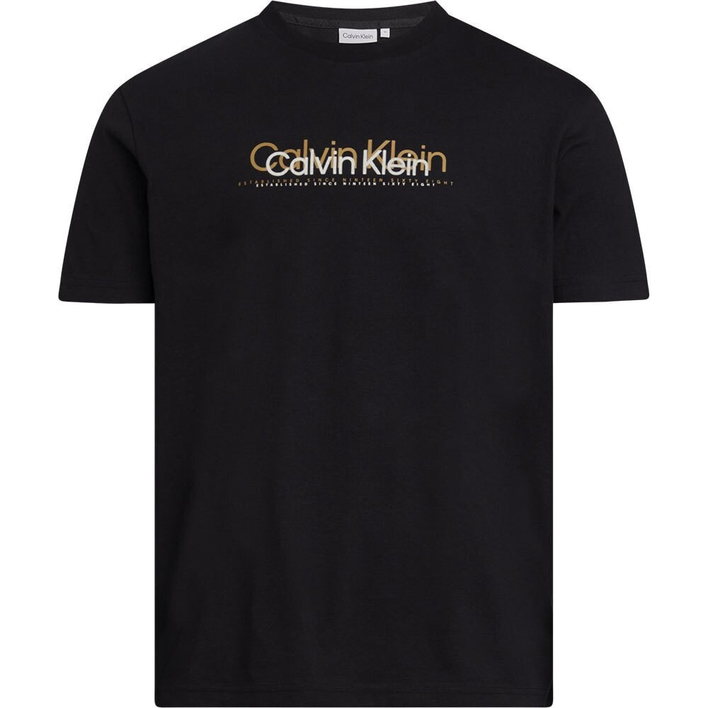 CALVIN KLEIN Double Flock Logo Short Sleeve T-Shirt