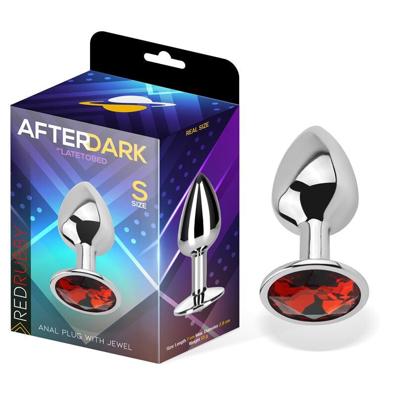 Плаг или анальная пробка AFTERDARK Butt Plug with Jewel Red Rubby Size S Aluminium