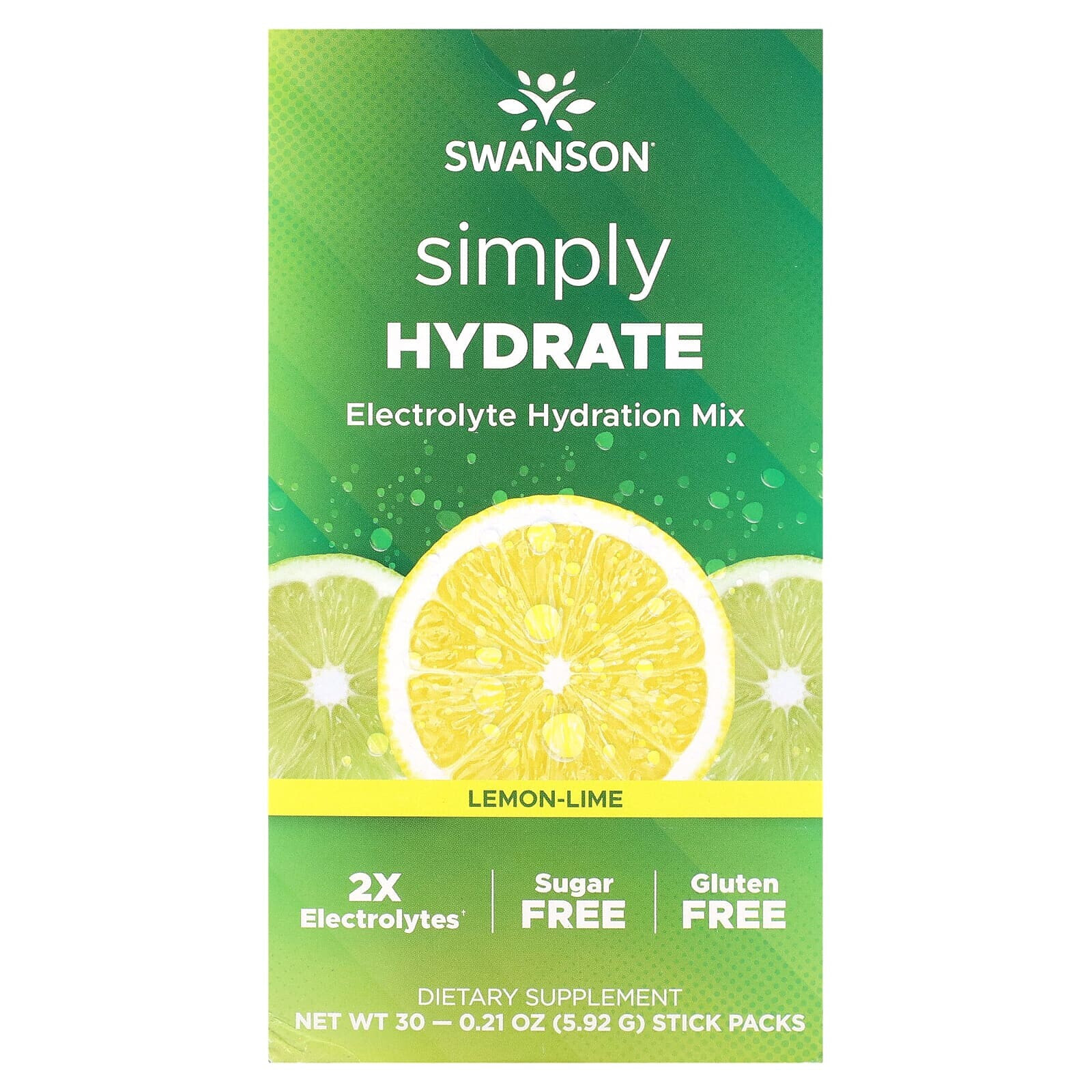 Simply Hydrate, Electrolyte Hydration Mix, Lemon-Lime, 30 Stick Packs, 0.21 oz (5.92 g) Each
