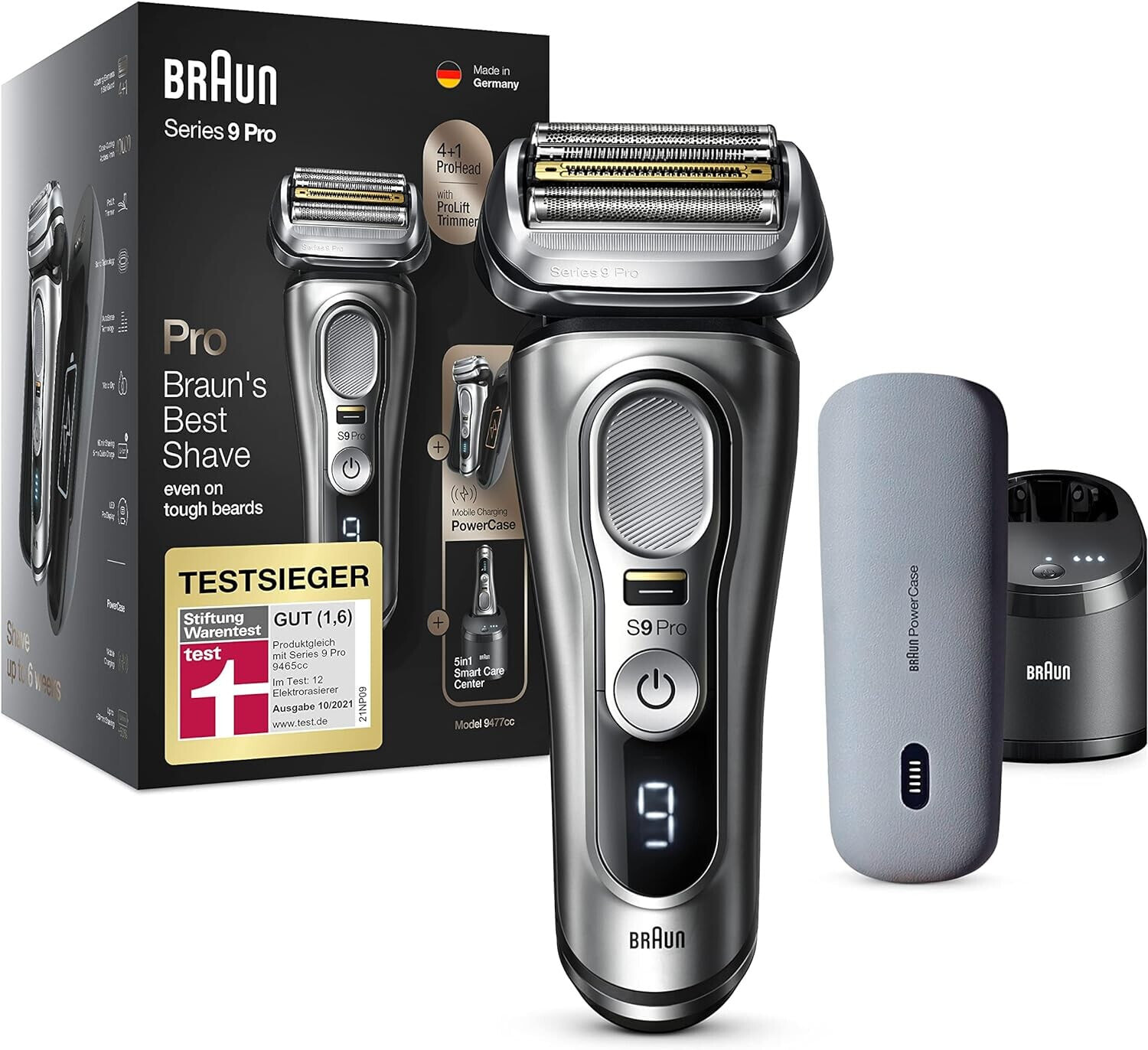 Braun Series 9 Pro Premium Men's Razor with 4+1 Shaving Head, Electric Shaver & ProLift Trimmer, 60 Minutes Battery Life, Wet & Dry Use on s 1, 3 and 7 Day Beard, 9415s