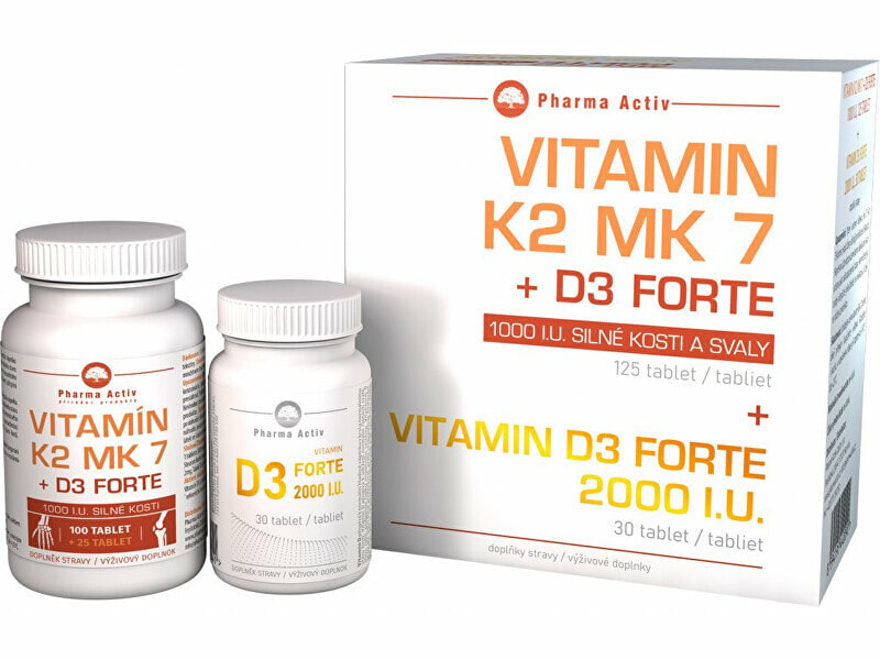 Pharma Activ Витамин K2 MK7 + D3 FORTE 125 табл. + Витамин D3 Форте 30 ст. ZD ARMA   Витамин К2 МК7 + D3 ФОРТЕ  - 1000 МЕ-- 125 таблеток + Витамин D3 Форте -- 2000 -МЕ--30 таблеток