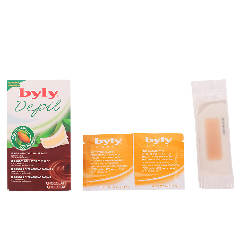 Byly Chocolate Strips For Facial Hair Removal Шоколадные полоски для удаления волос на лице 12 шт