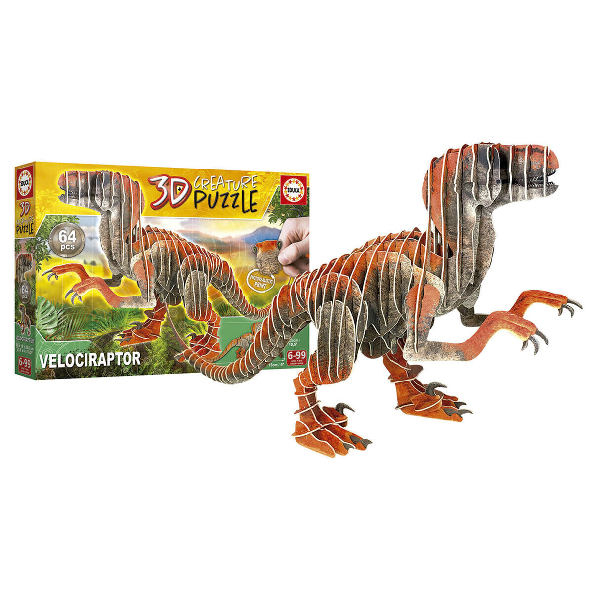 3D-паззл Educa Velociraptor 58 Предметы 3D