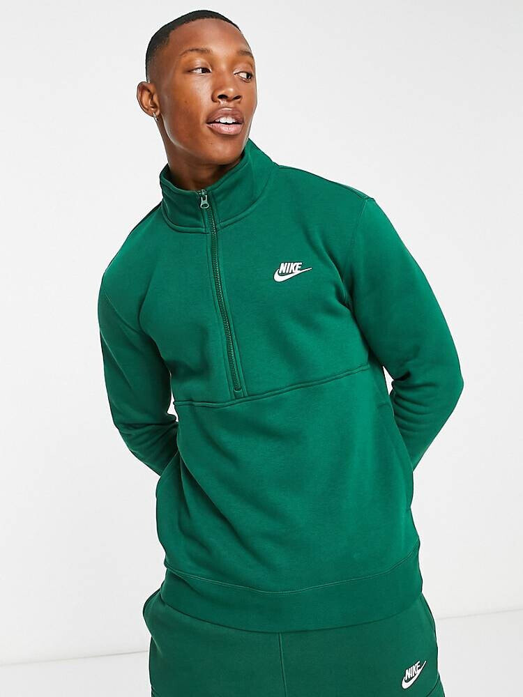 Nike – Club – Sweatshirt in Schwarz mit kurzem 1/4-Reißverschluss