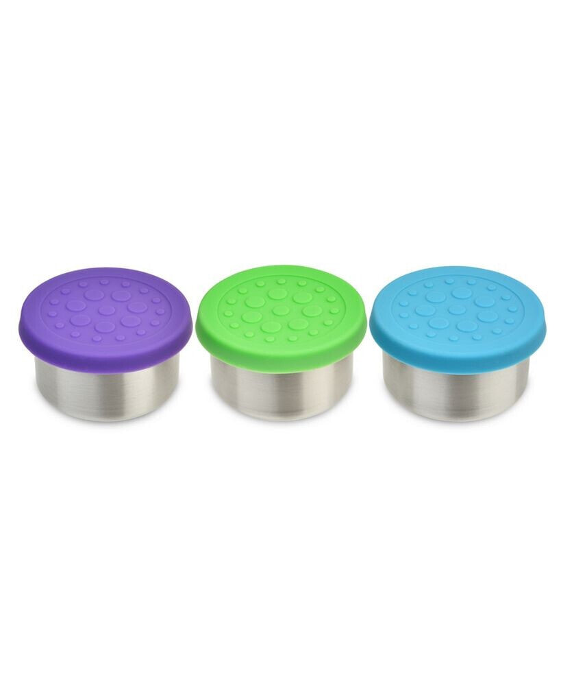 1.5 oz Dips Stainless Steel Leak-Resistant Condiment Holders Assorted Color Silicone Lids, Set of 3