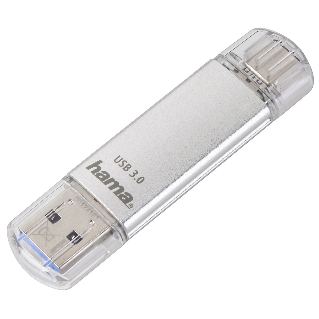 Hama C-Laeta USB флеш накопитель 128 GB USB Type-A / USB Type-C 3.2 Gen 1 (3.1 Gen 1) Серебристый 00181073