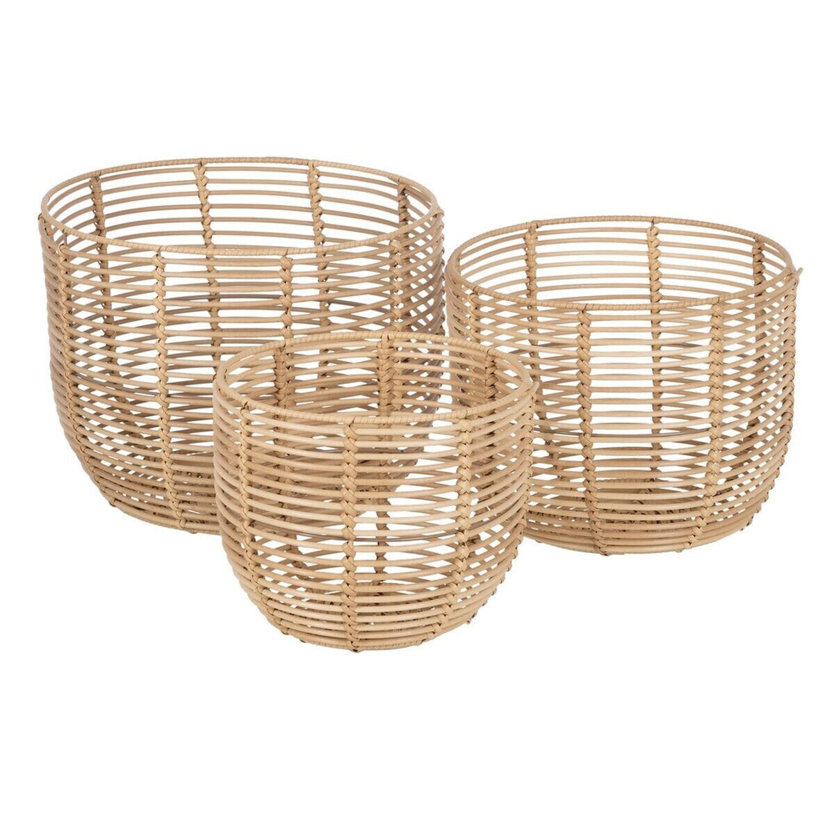 Set of Baskets Natural Resin 35 x 35 x 29 cm (3 Pieces)