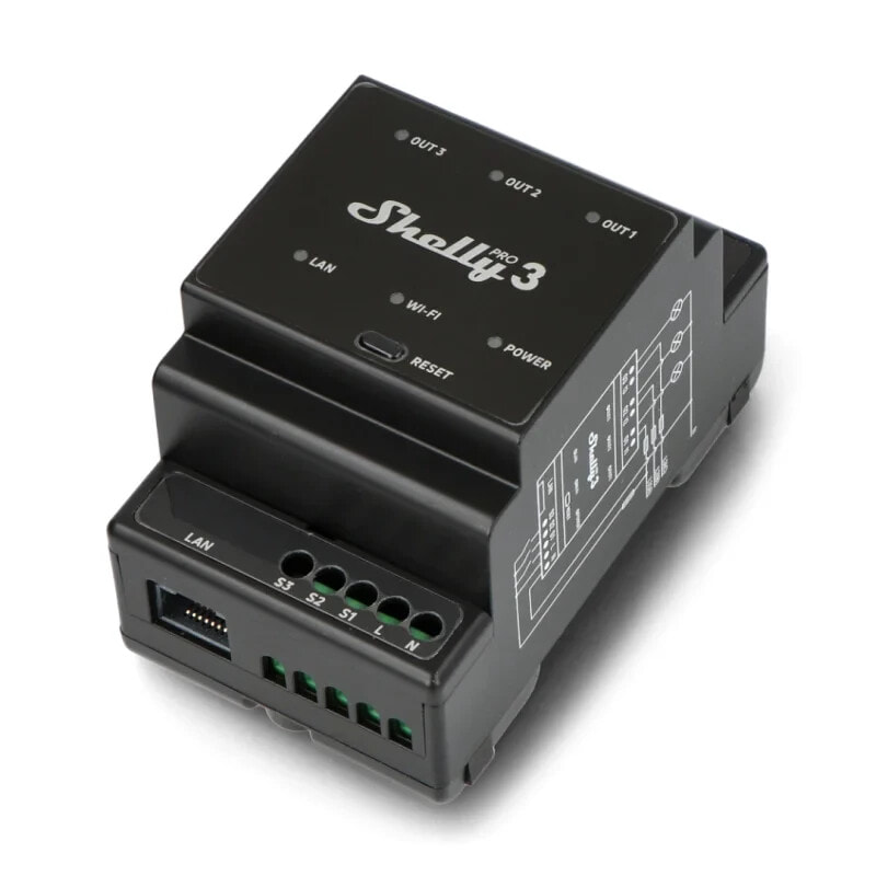 Shelly Pro 3 - 3-channel WiFi 230V driver - Android/iOS app