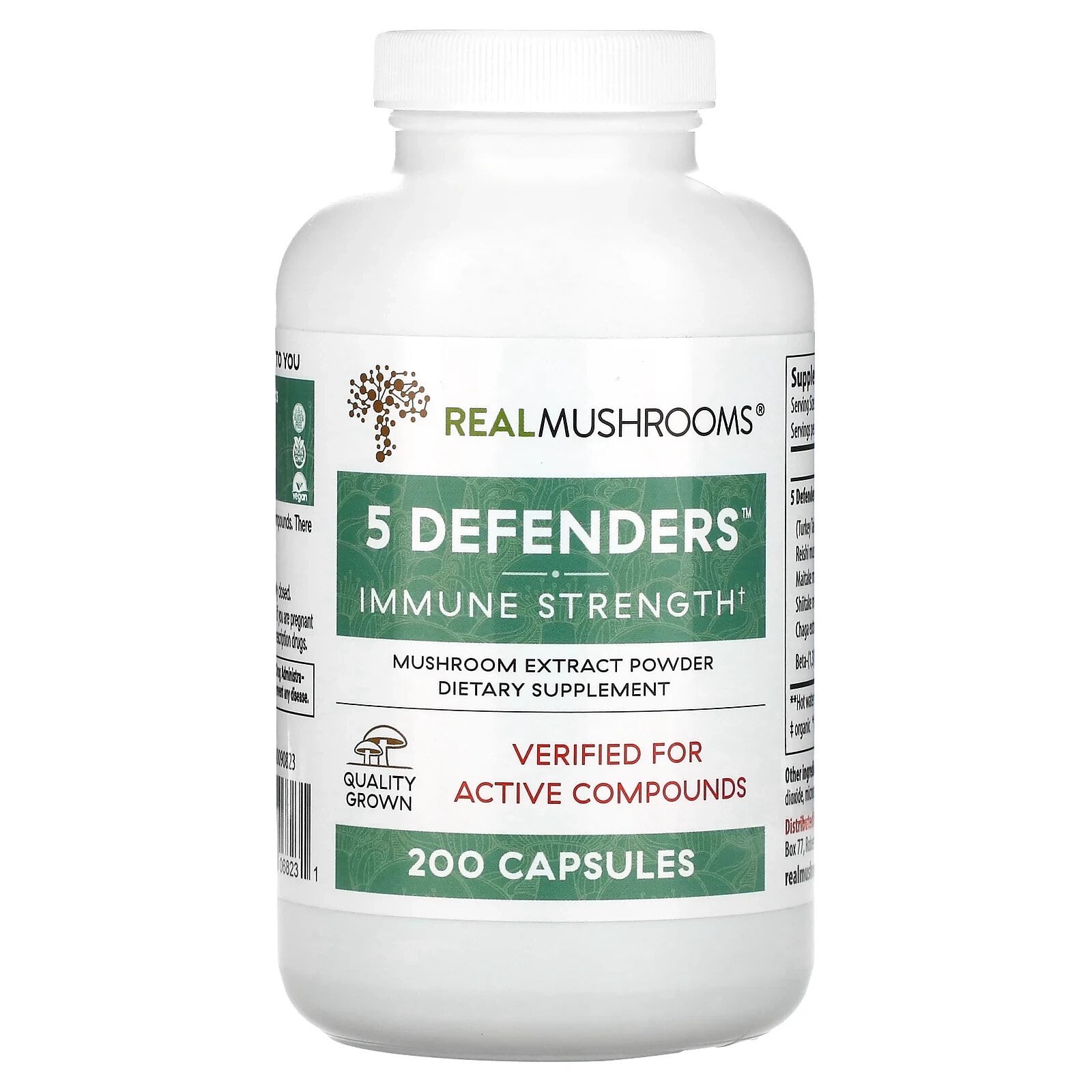 5 Defenders®, Mushroom Extract Powder, 200 Capsules