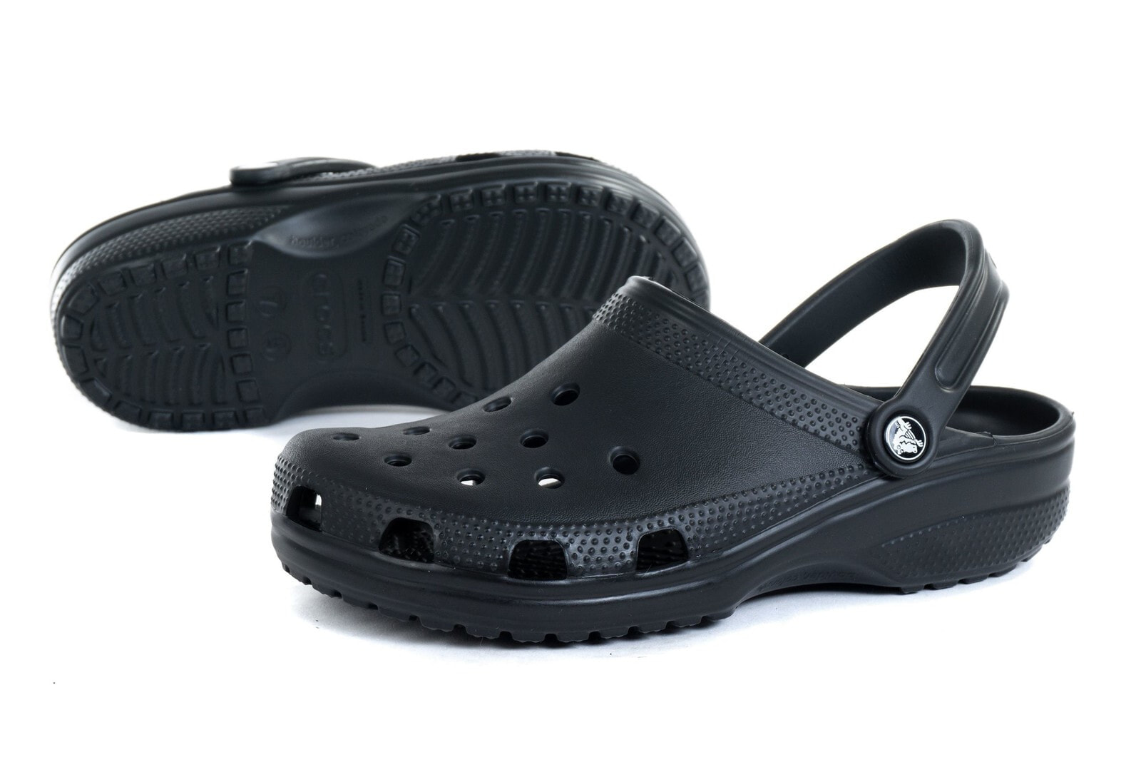 Мужские шлепанцы черные резиновые пляжные закрытые Crocs 10001-001