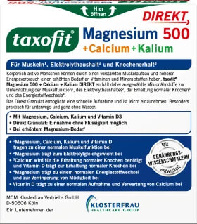 Magnesium 500 + Calcium & Kalium Direkt Granulat 20 St, 62 g