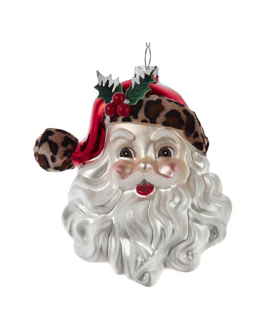 Kurt Adler 5.5In Glass Santa Head Ornament Multicolor