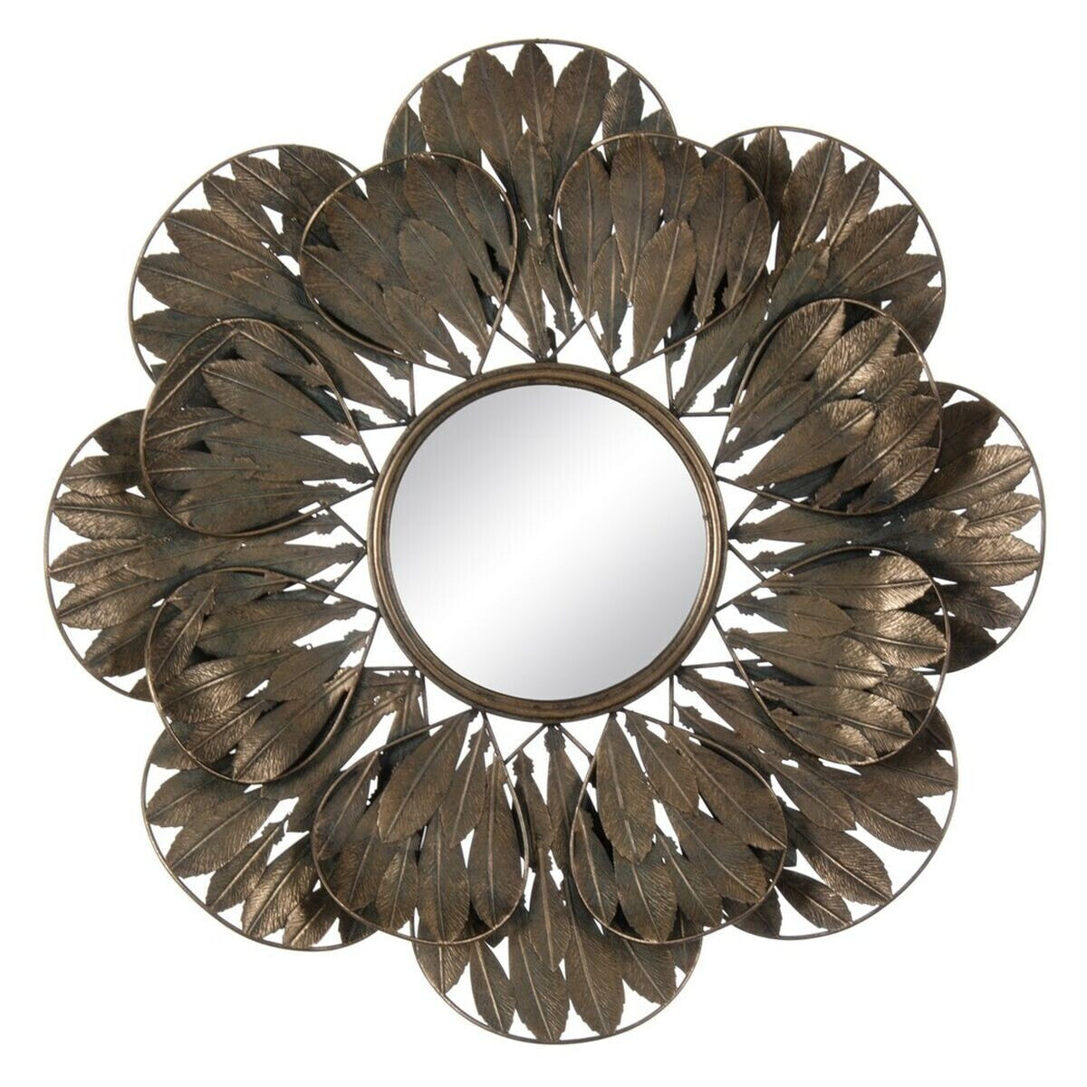 Wall mirror 69 x 6,5 x 69 cm Crystal Golden Metal