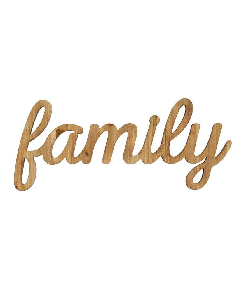 Stratton Home Decor Family Natural Wood Script Wall Art