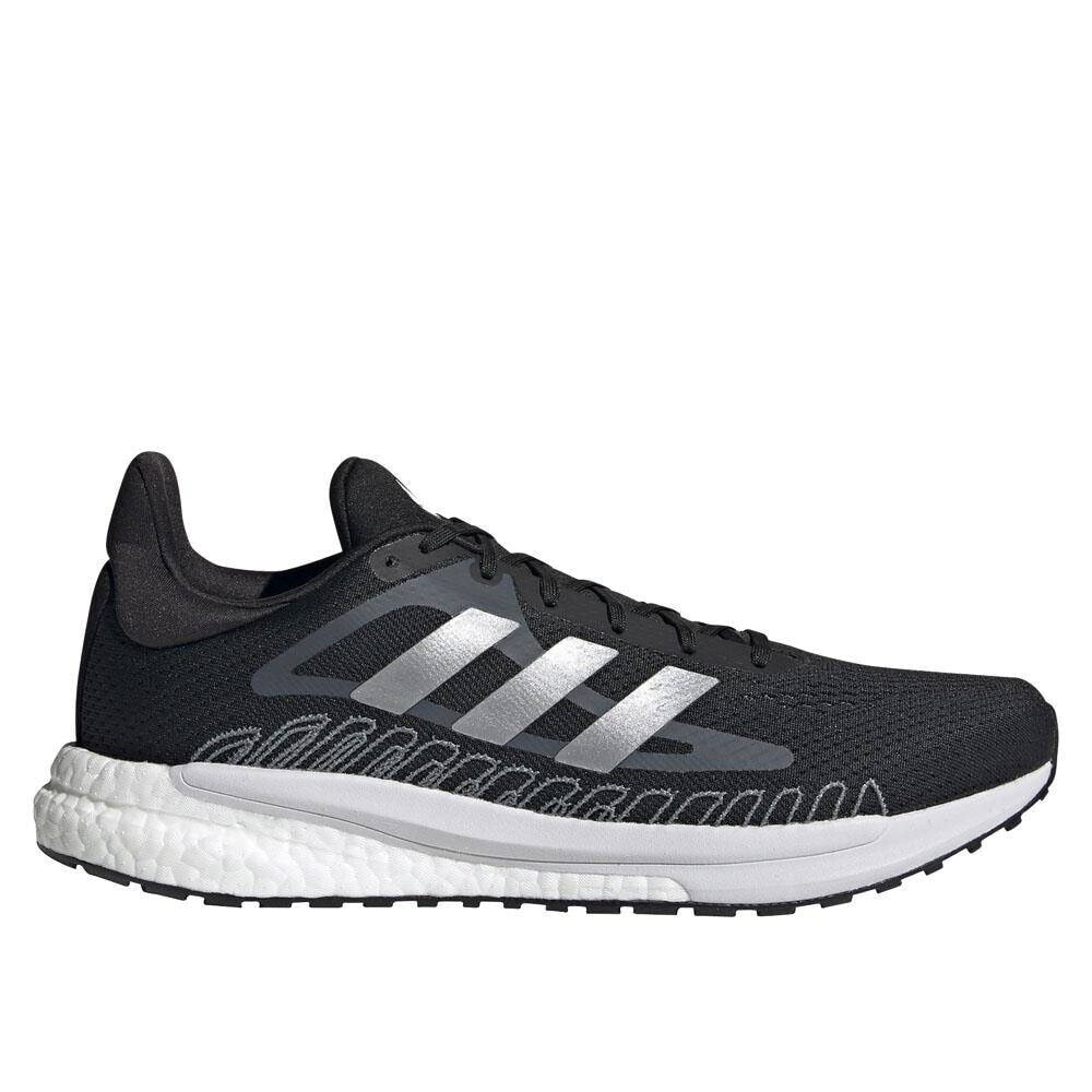 Мужские кроссовки спортивные для бега черные текстильные низкие с белой подошвой Adidas Solarglide 3