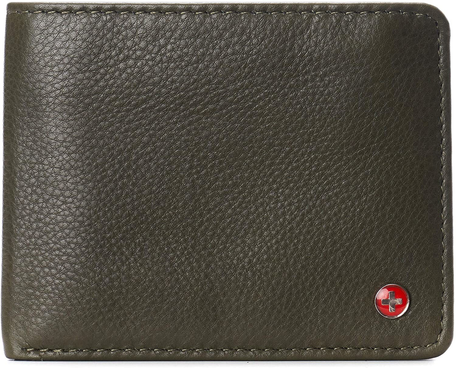 Мужское портмоне кожаное горизонтальное черное без застежки Alpine Swiss RFID Connor Passcase Bifold Wallet For Men Leather Comes in a Gift Box