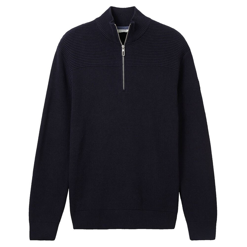 TOM TAILOR 1038315 Structured Knit Troyer Half Zip Sweater
