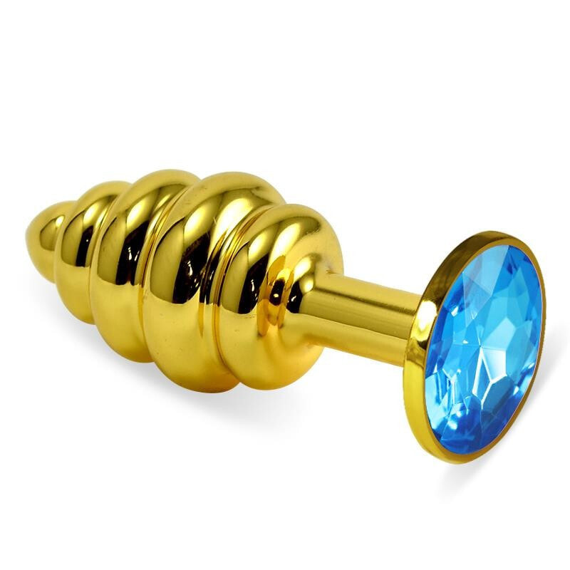 Плаг или анальная пробка LOVETOY Spiral Butt Plug Rosebud with Blue Jewel