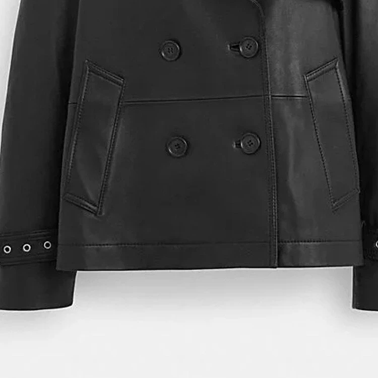 COACH Leather Jackets Women's Black