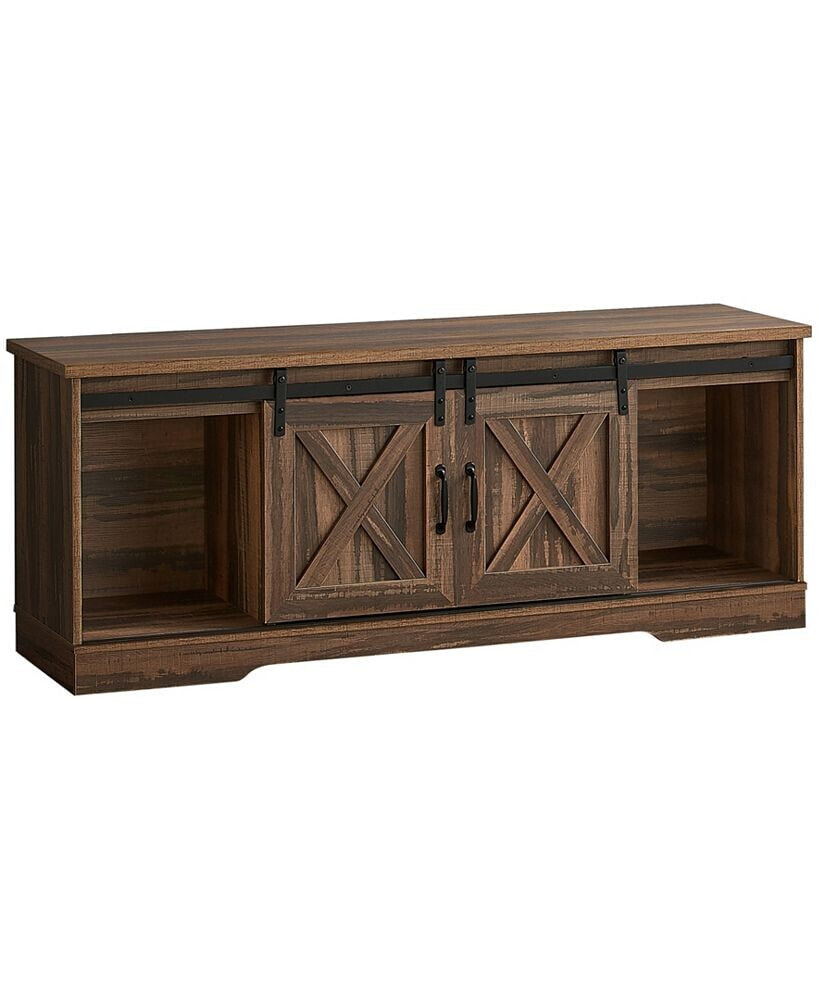 Monarch Specialties tV Stand with 2 Barn-Style Sliding Doors