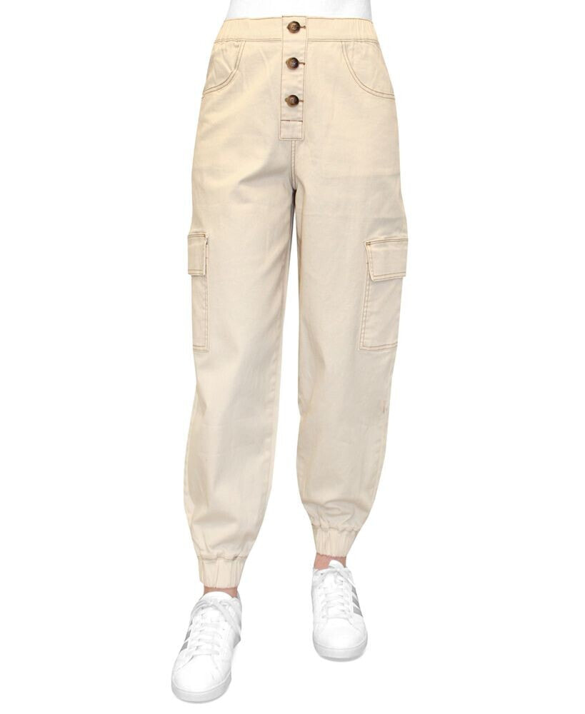 Almost Famous crave Fame Juniors' Exposed-Button High Rise Cargo Pants