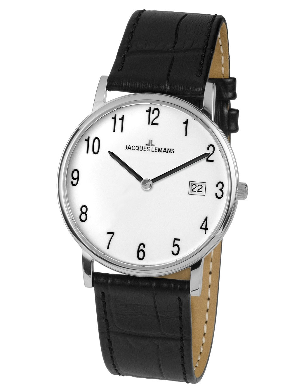 Мужские наручные часы с черным кожаным ремешком Jacques Lemans 1-1848B Vienna Unisex 39mm 5 ATM