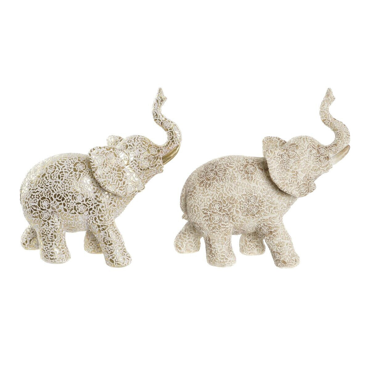 Decorative Figure DKD Home Decor Beige Golden Elephant Colonial 25 x 11,8 x 25 cm (2 Units)