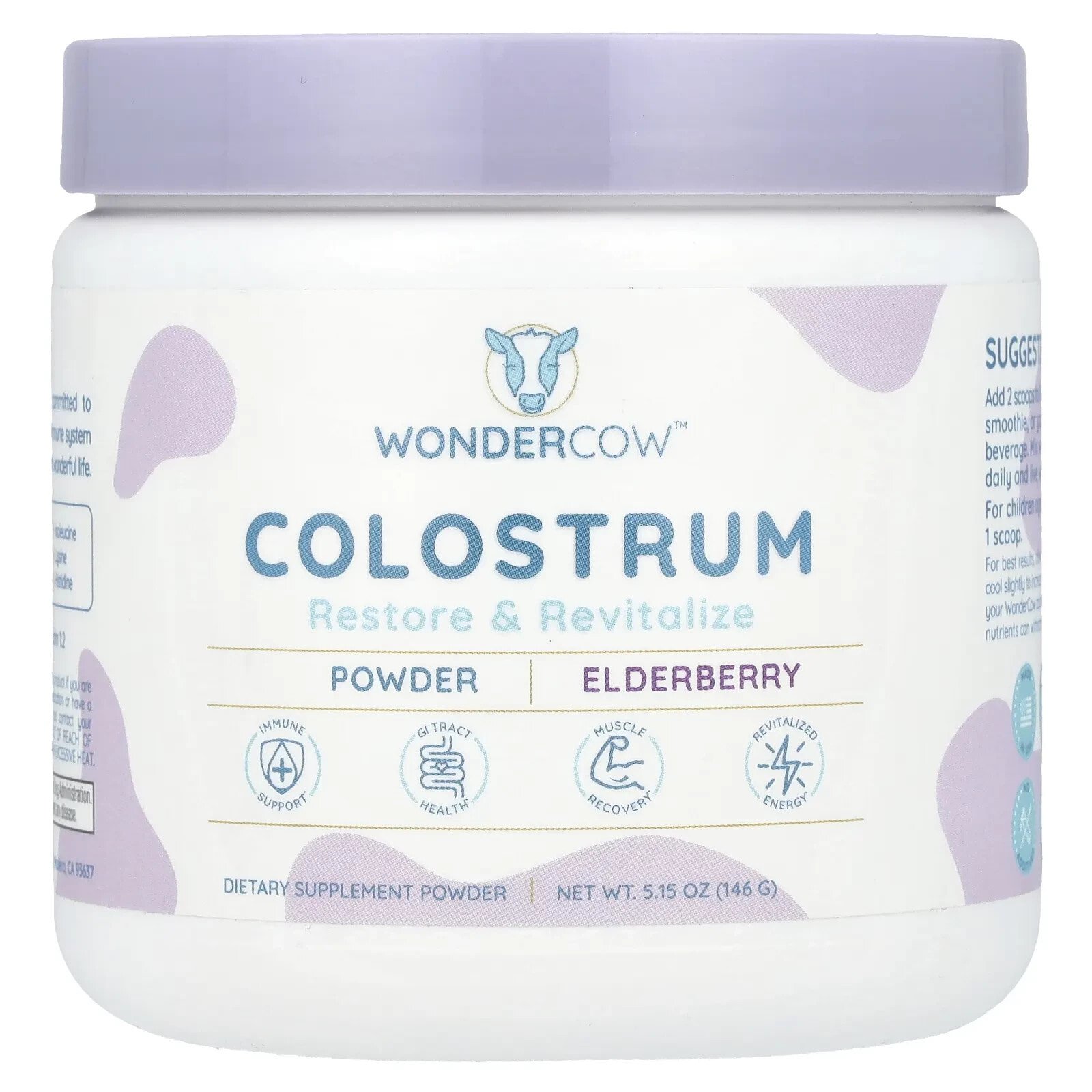 Colostrum Powder, Elderberry, 5.15 o (146 g)