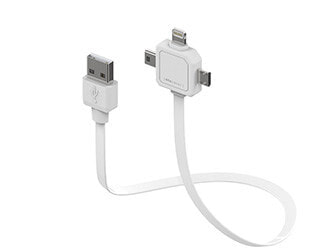 Allocacoc POWER USBCABLE дата-кабель мобильных телефонов Белый USB A Micro-USB B + Apple 30-pin + Samsung 30-pin 0,8 m 9002/UC80CN