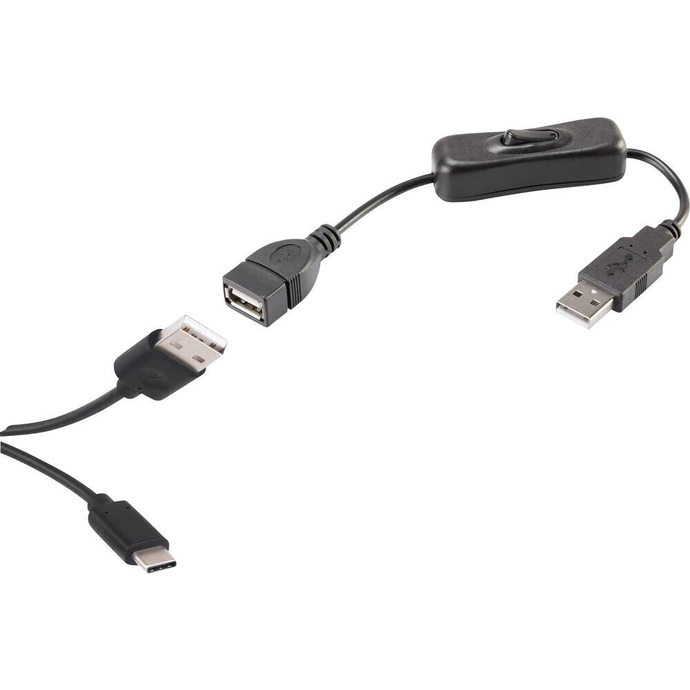 Renkforce RF-3346624 - 1.25 m - USB A - USB C - USB 2.0 - 480 Mbit/s - Black