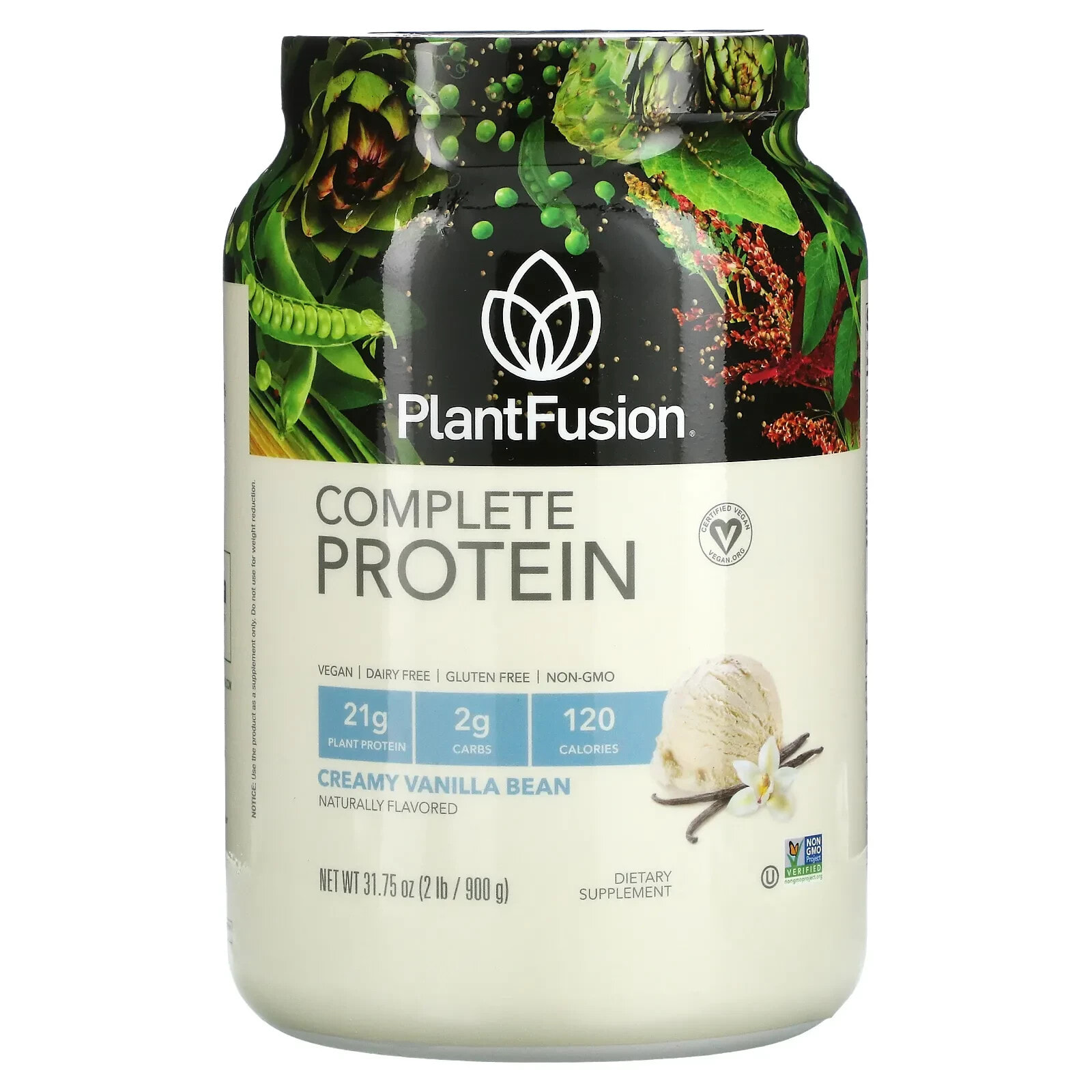 ПлэнтФьюжэн, Complete Protein, сливочная ваниль, 900 г (2 фунта)