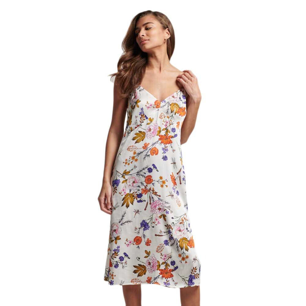 SUPERDRY Satin Cami Slip Sleeveless Midi Dress