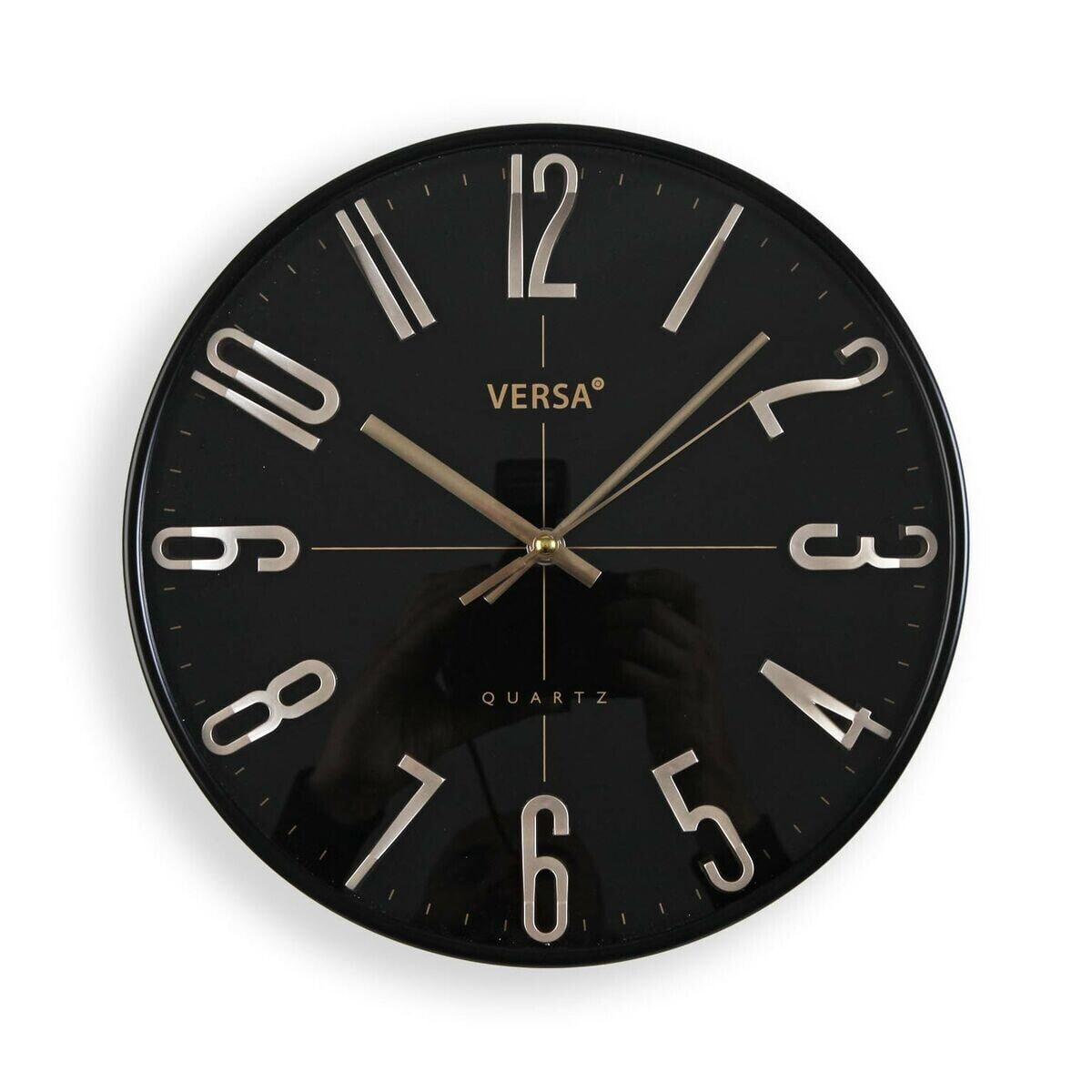 Wall Clock Versa Black Golden Plastic Quartz 4,3 x 30 x 30 cm