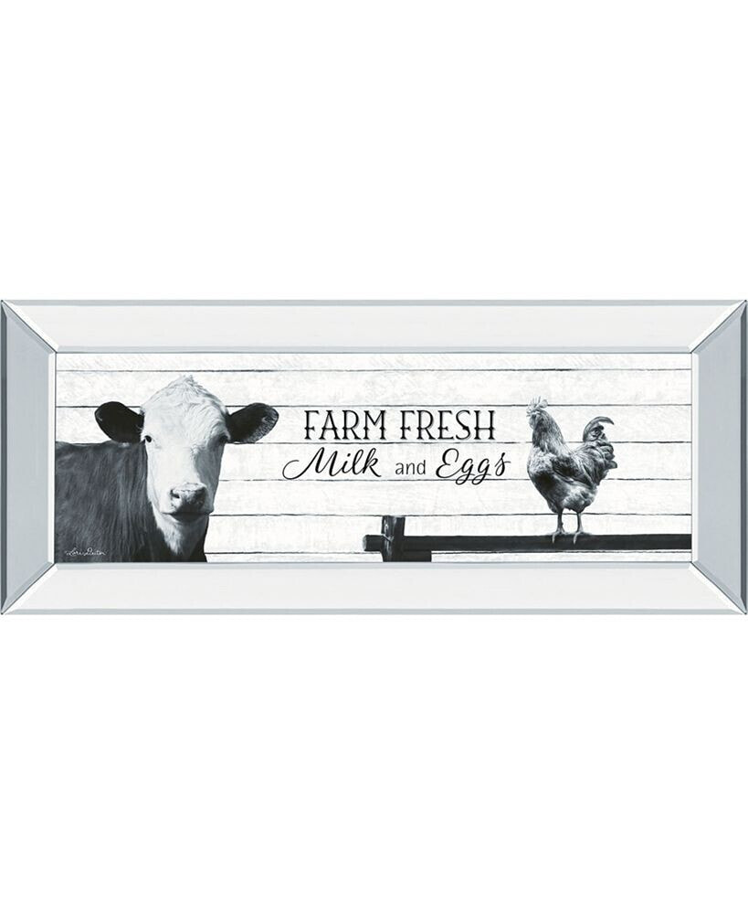 Classy Art farm Fresh Milk and Eggs by Lori Deiter Mirror Framed Print Wall Art, 18