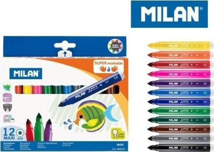 Milan Super Washable maxi felt tip pens 12 colors