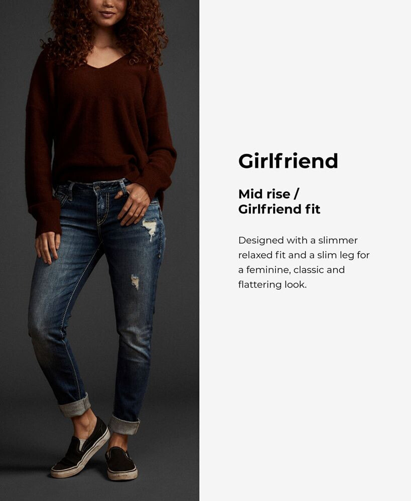 Mid Rise Distressed Girlfriend Jeans джинсы Размер: 30 купить