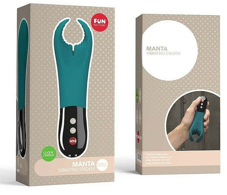 Masturbator türkis - Fun Factory Manta Vibrating Stroker Deep Sea Blue