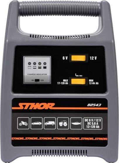 Зарядное устройство для автомобильного аккумулятора Sthor STHOR PROSTOWNIK 6/12V 8A 120Ah LED T82543