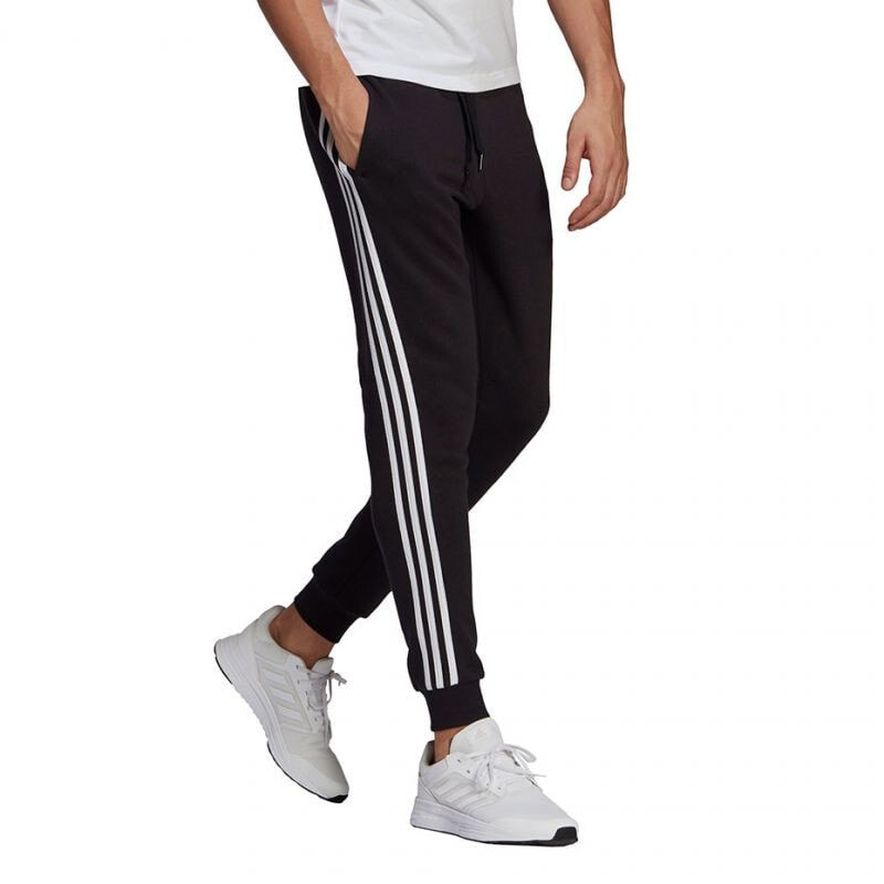 Мужские брюки спортивные черные зауженные трикотажные на резинке джоггеры Adidas Essentials Slim 3 Stripes M GM1089 размер M — купить недорого с доставкой, 11644009