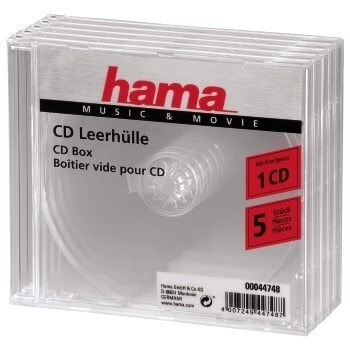 Hama CD/CD-ROM sleeves, clear, 5 pack 1 диск (ов) Прозрачный 00044748