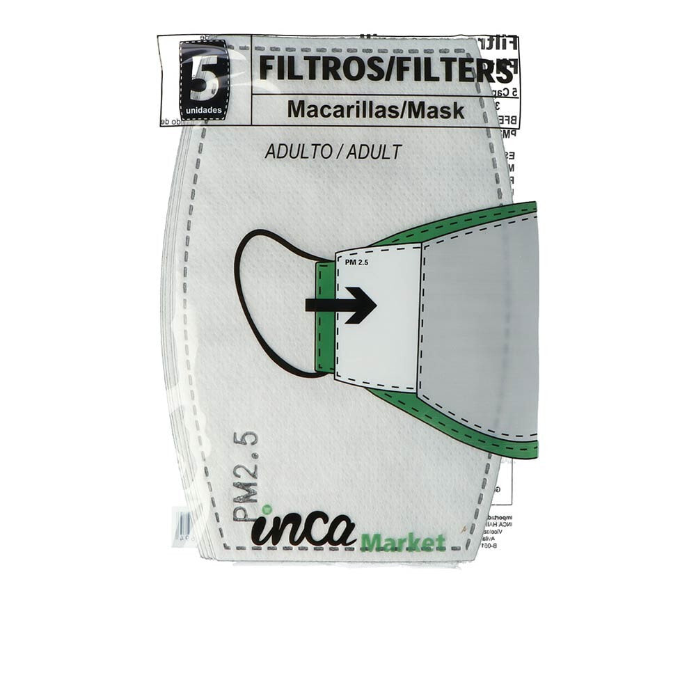 Inca MARKET set 5 filtros de PM2.5 adulto---Гигиеническая 5-слойная самофильтрующаяся маска( белый)