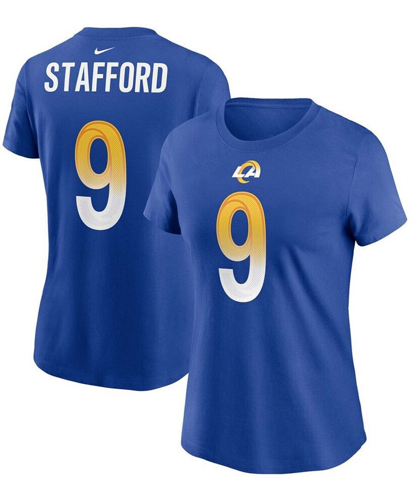 Nike women's Matthew Stafford Royal Los Angeles Rams Name Number T-shirt