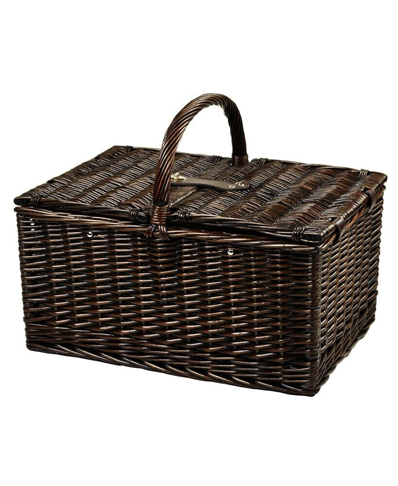 Picnic At Ascot buckingham Willow Picnic Basket with Blanket - Service for 4