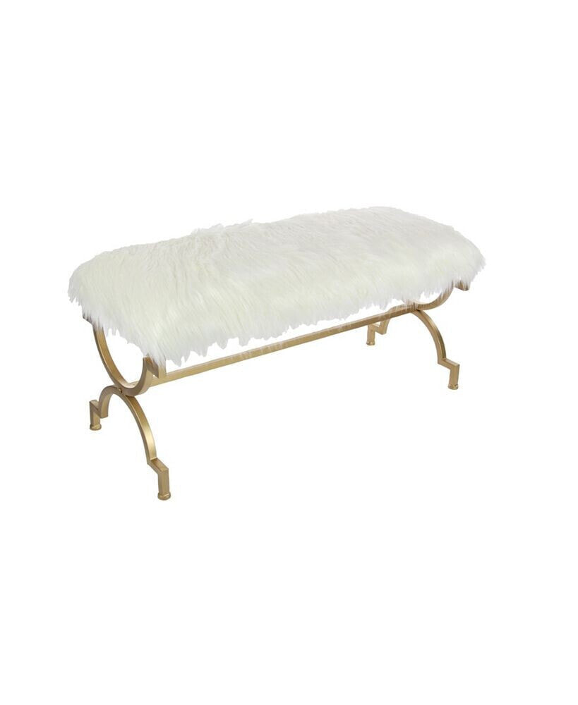 Rosemary Lane faux Fur and Metal Contemporary Bench