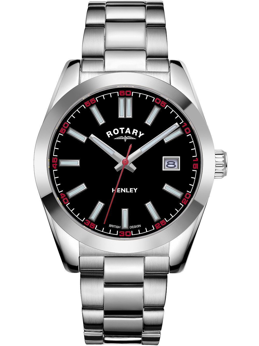 Мужские наручные часы с серебряным браслетом Rotary GB05180/04 Henley mens 40mm 10ATM