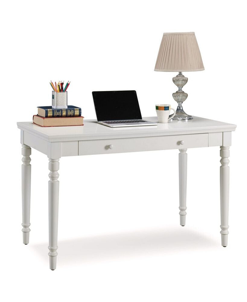 Leick Home cottage White Turned leg Laptop Desk with Center Drawer