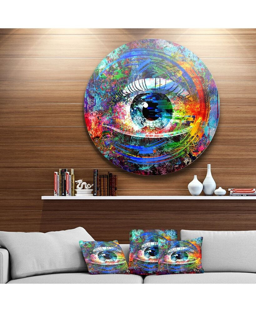 Designart 'Magic Eye Over Abstract Design' Ultra Glossy Large Abstract Oversized Metal Circle Wall Art - 23