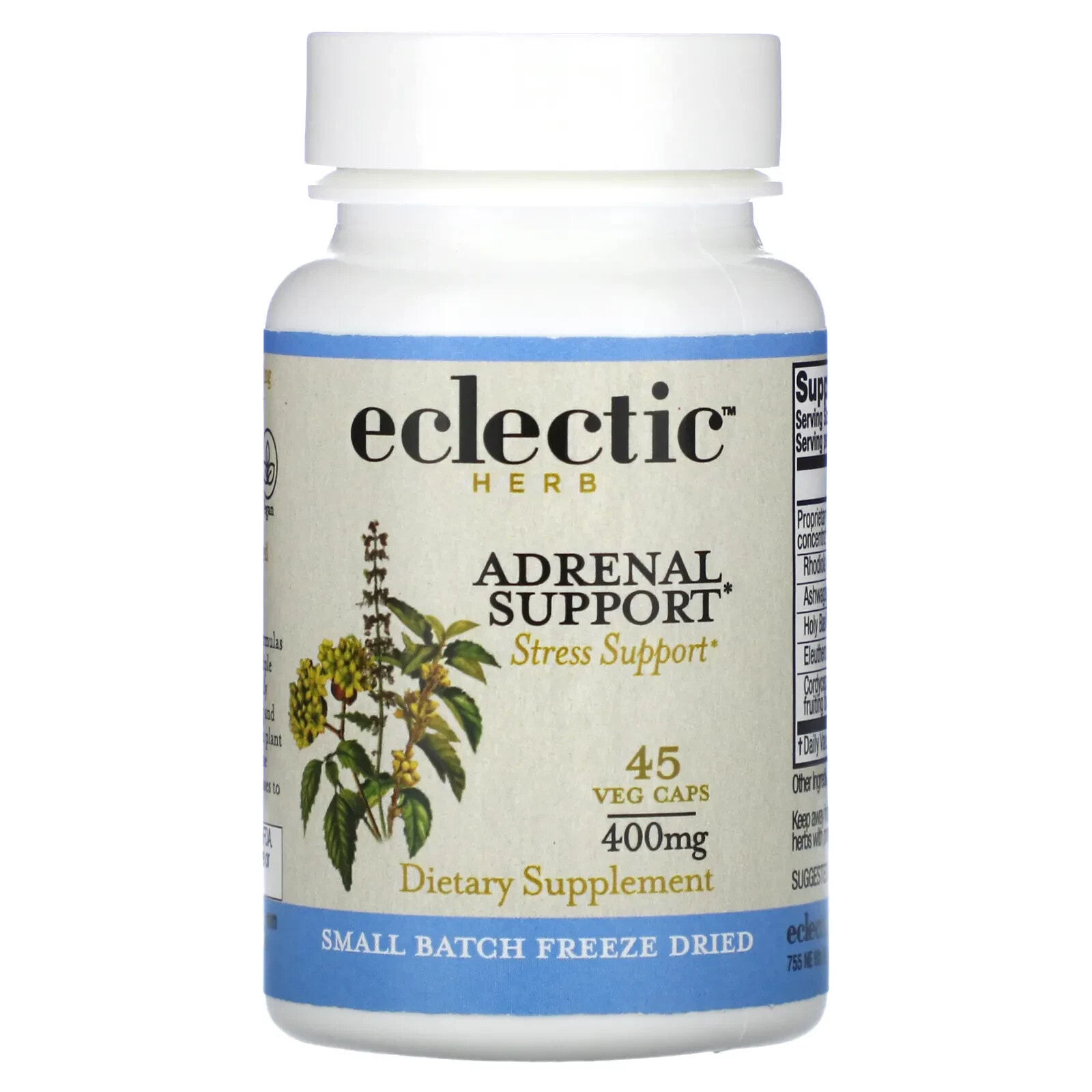 Freeze Dried, Adrenal Support, 400 mg, 45 Veg Caps