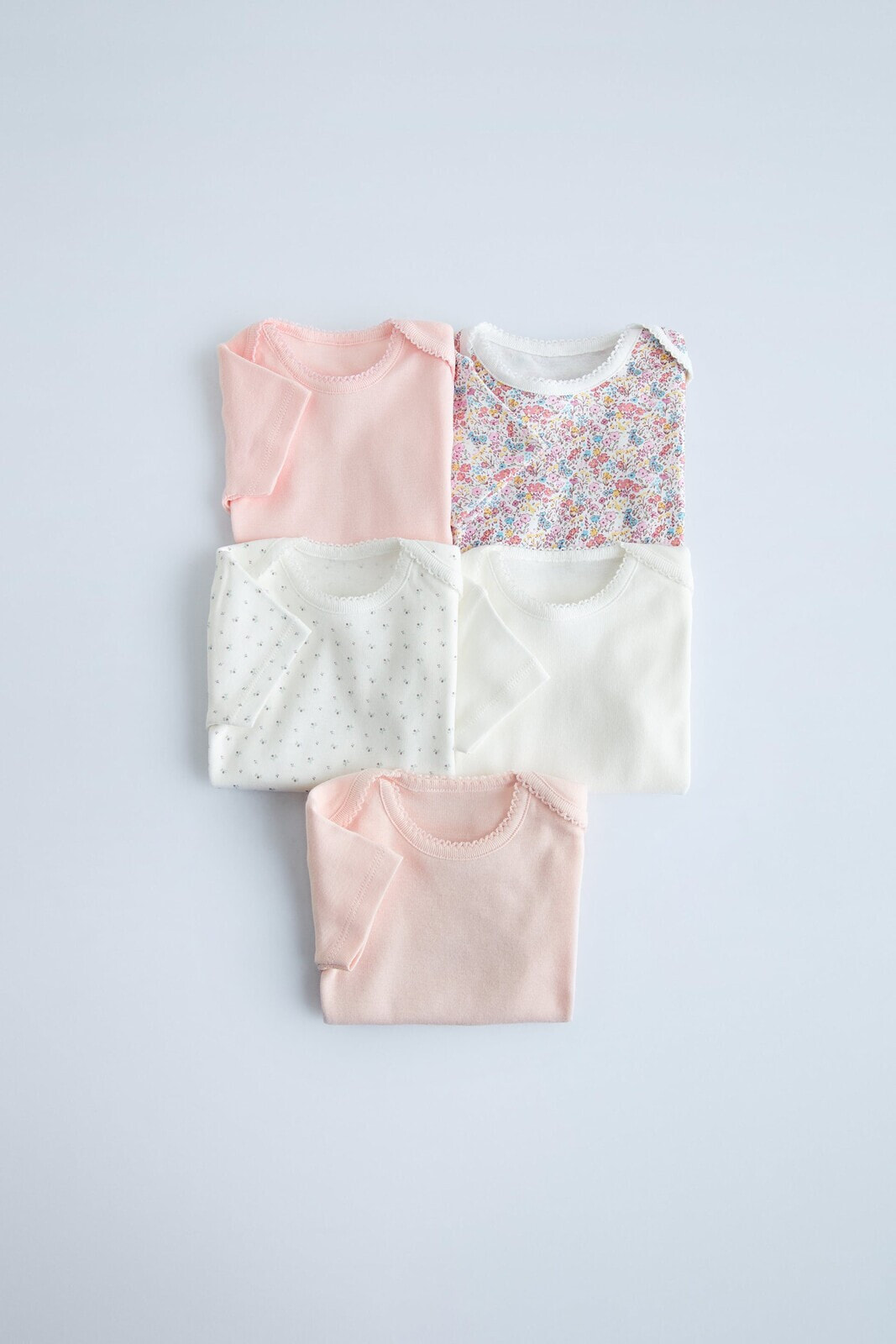 1 month-3 years/ pack of five floral bodysuits